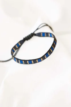 ZUSSS Armbandjes*miyuki armbandje streepje kobalt/antracietgrijs kobaltblauw/antracietgrijs