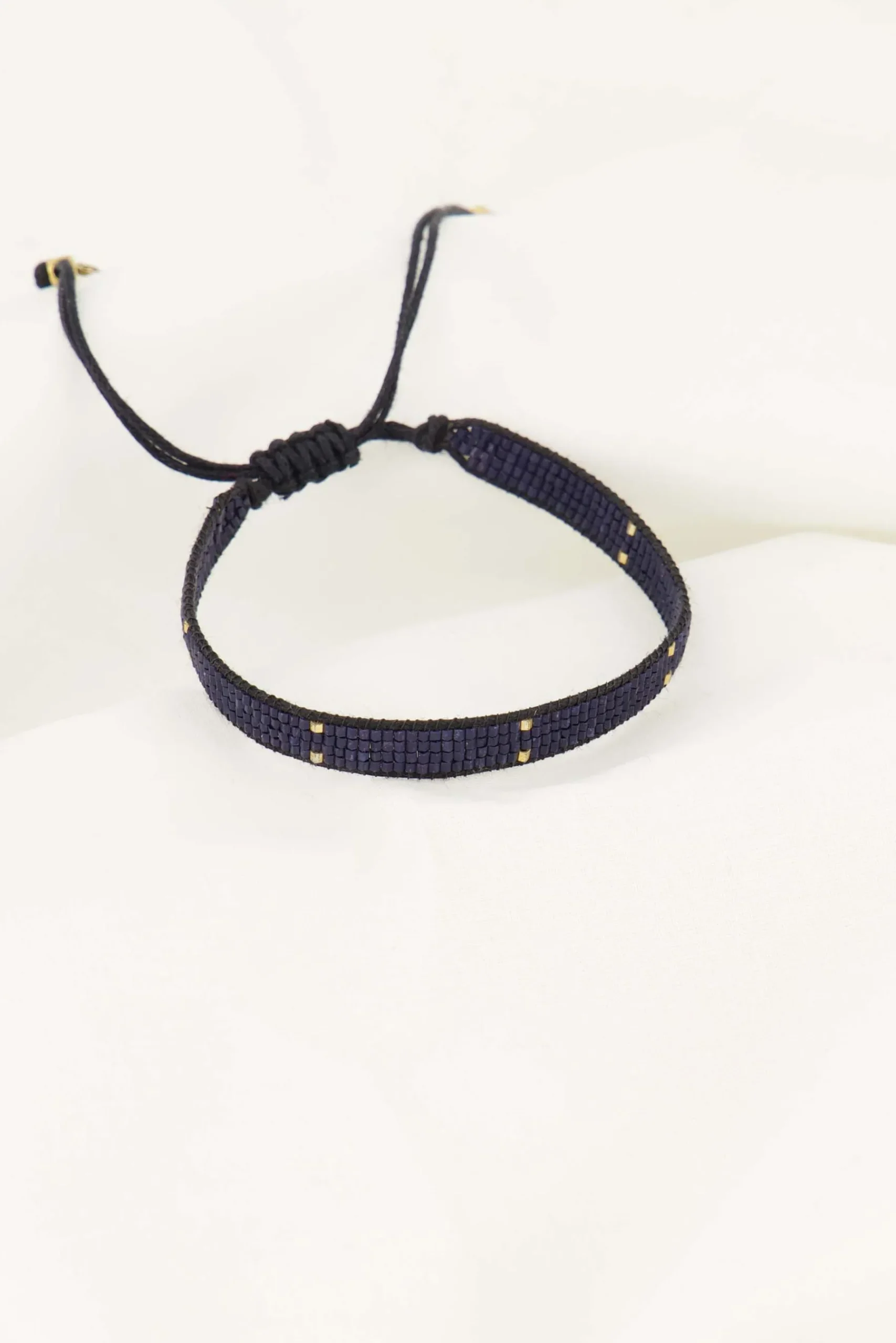 ZUSSS Armbandjes*miyuki armbandje stipje donkerblauw/goud