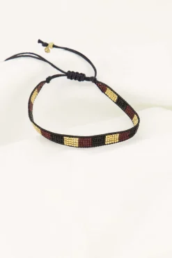 ZUSSS Armbandjes*miyuki armbandje streepje port/goud/zwart