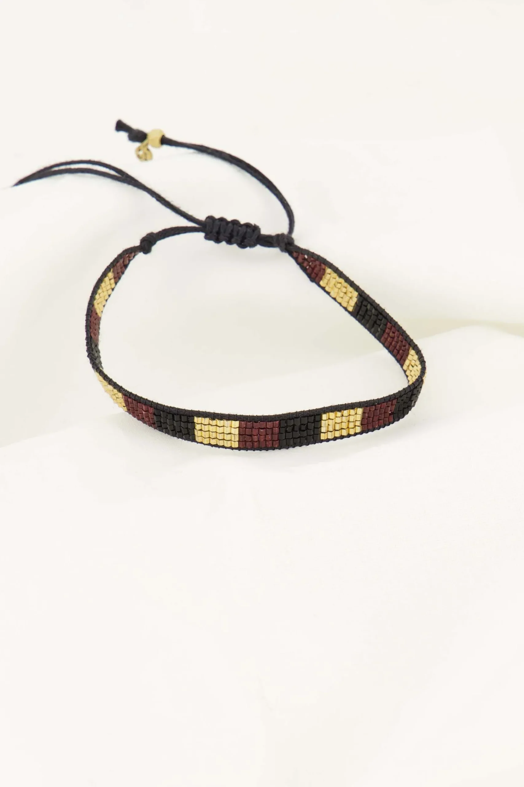 ZUSSS Armbandjes*miyuki armbandje streepje port/goud/zwart