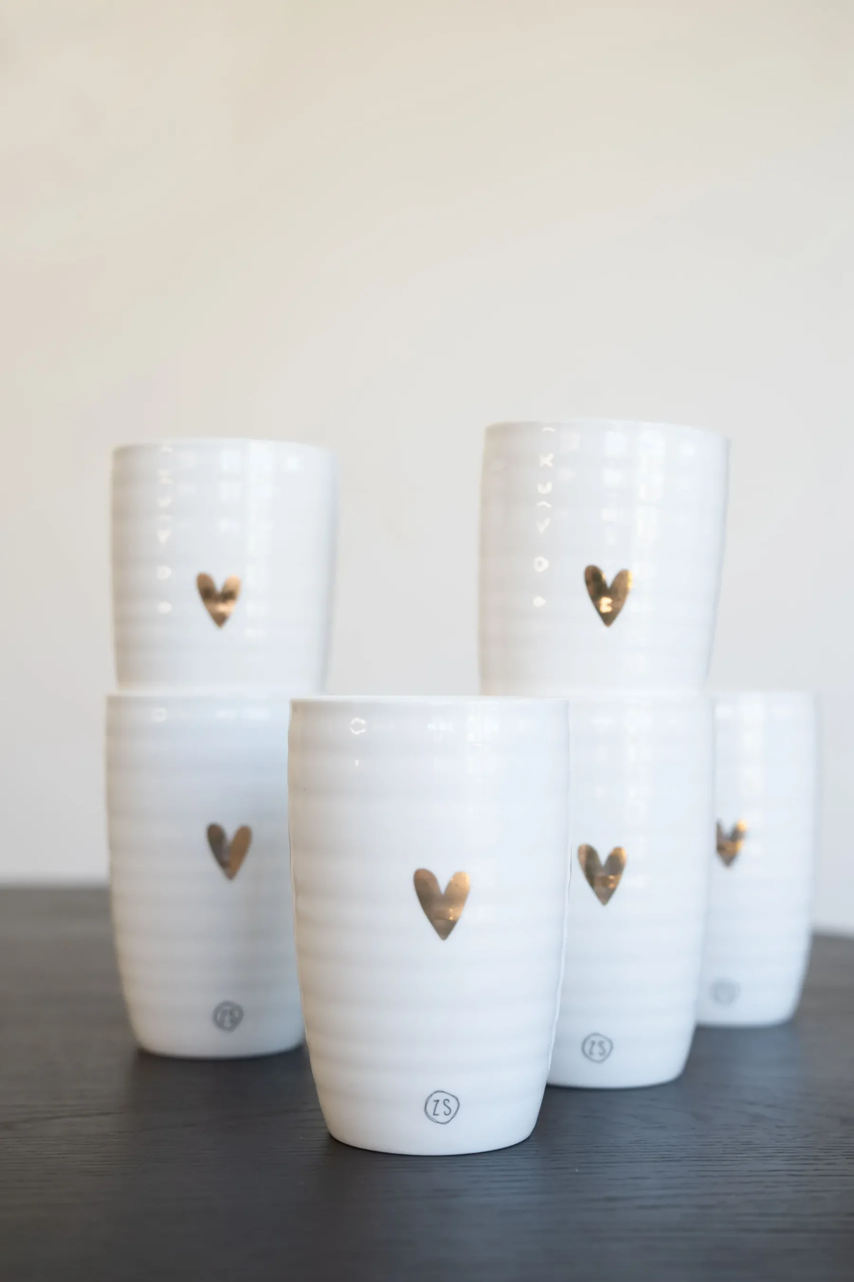 ZUSSS Servies*mok L goud hartje wit (set van 6)