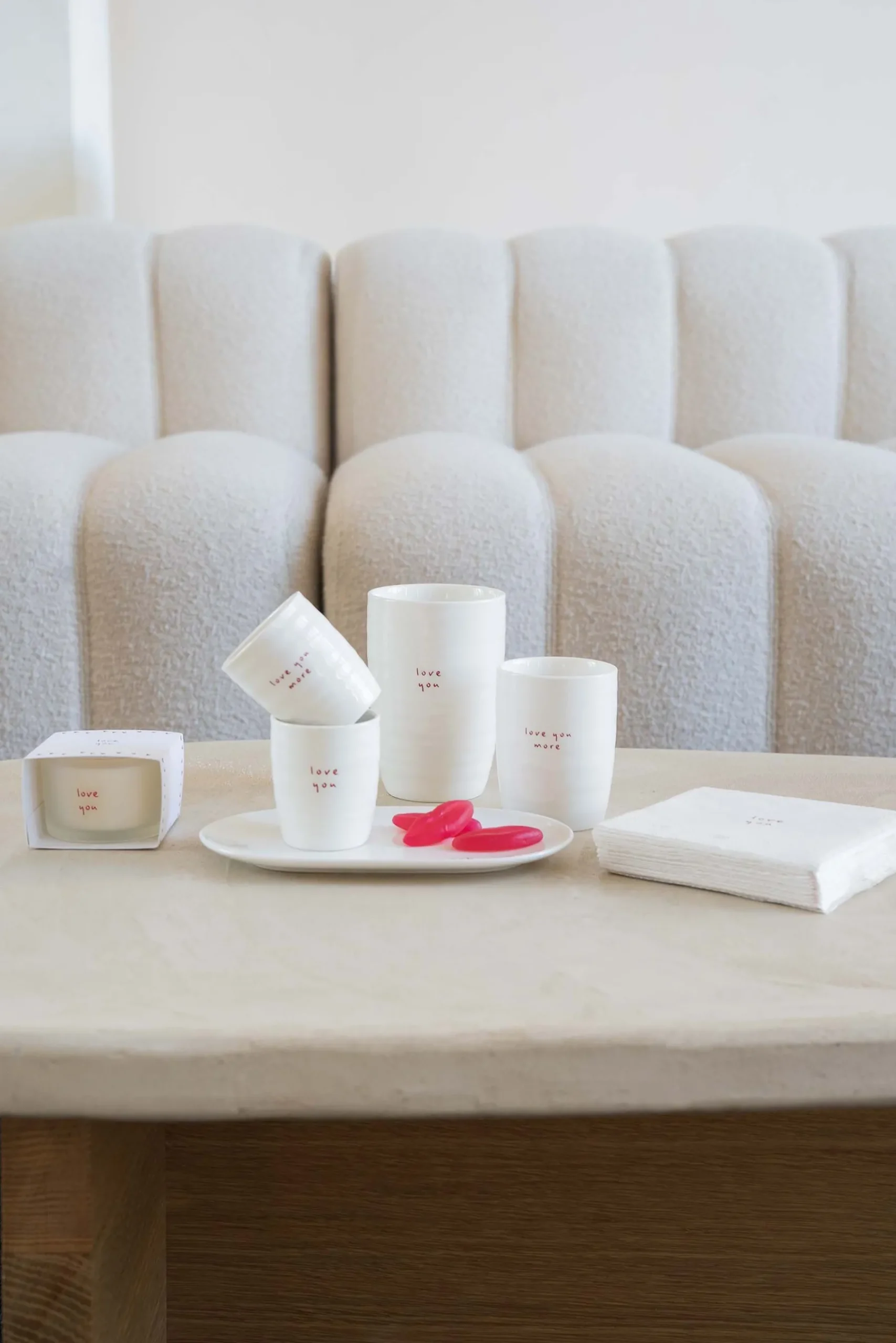 ZUSSS Servies*mok L love you wit/rood