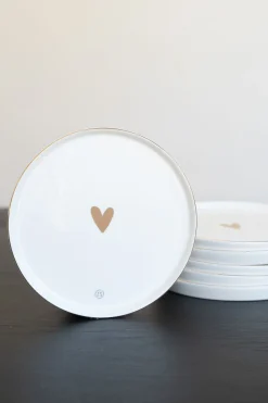 ZUSSS Servies*ontbijtbord goud hartje (set van 6)