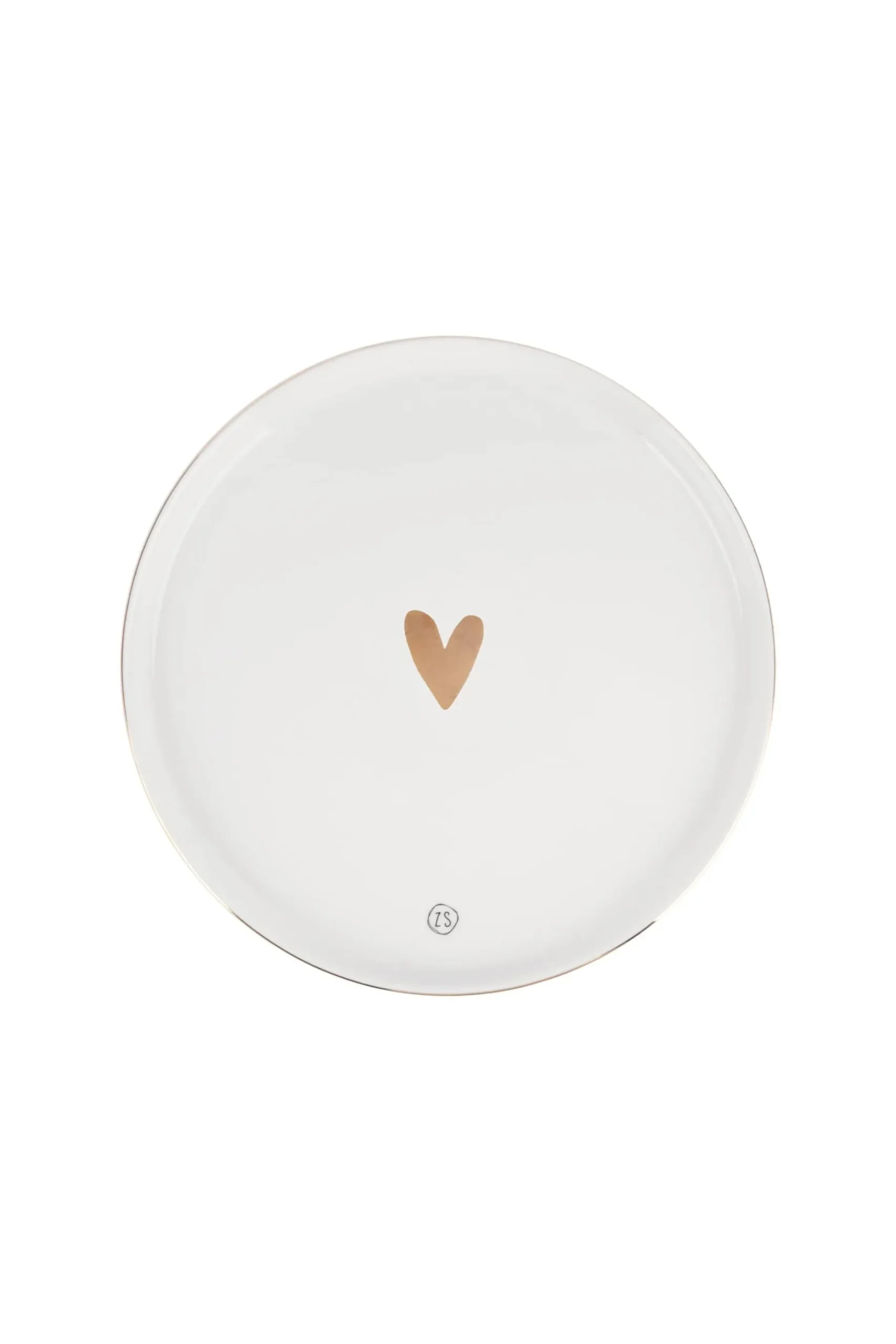 ZUSSS Servies*ontbijtbord goud hartje wit