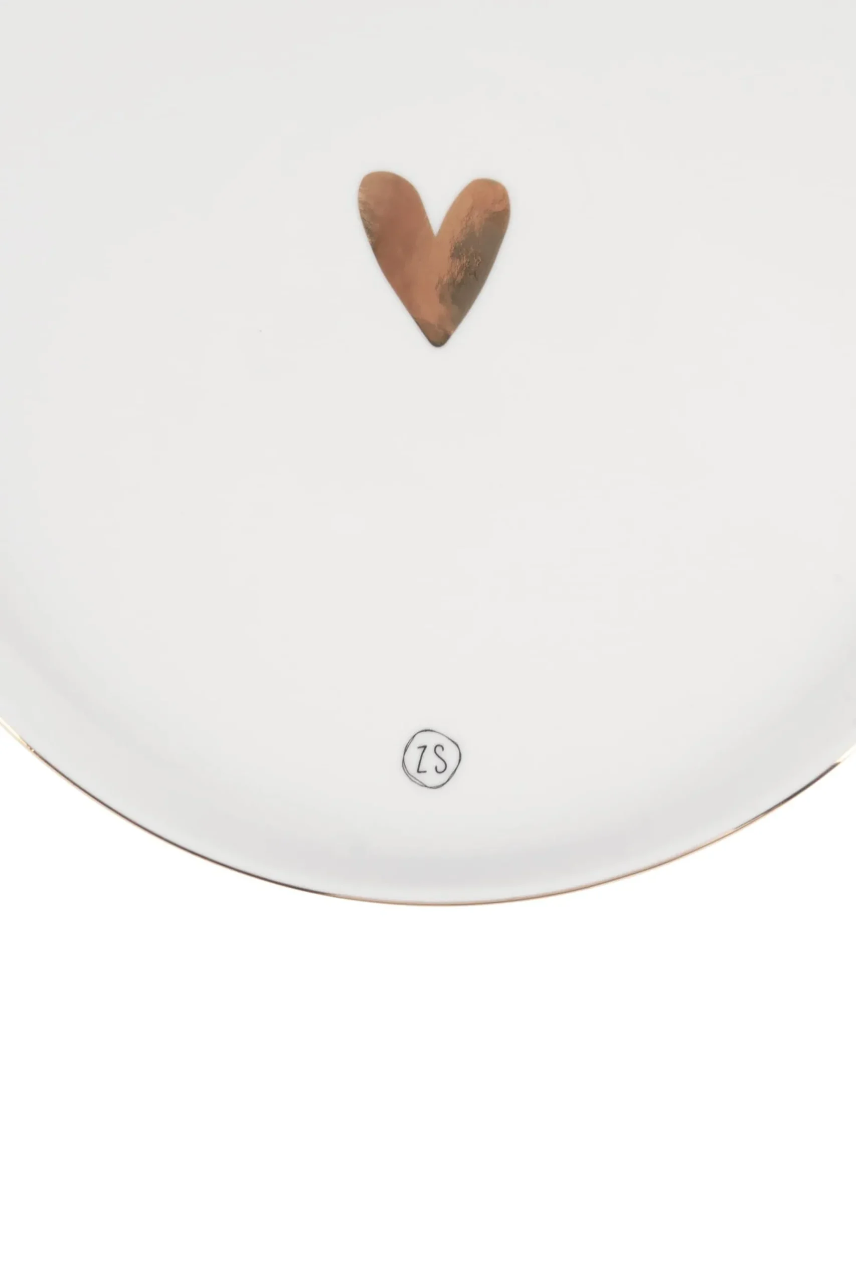 ZUSSS Servies*ontbijtbord goud hartje wit