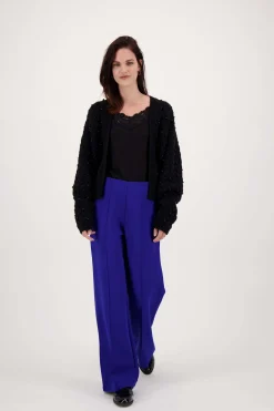 ZUSSS Vesten*openvallend vest met kraaltjes zwart