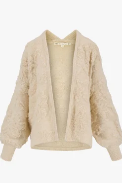 ZUSSS Vesten*openvallend vest met lurex jacquard creme