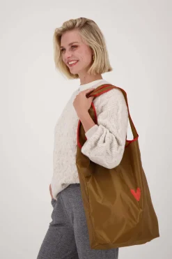 ZUSSS Schoudertassen & Handtassen*opvouwbaar boodschappentasje jij bent goud waard camel