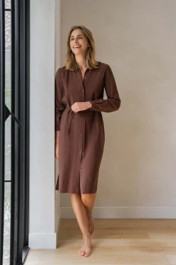 ZUSSS Jurkjes & Rokken*overhemdjurk chocoladebruin