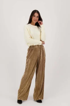 ZUSSS Broeken & Jeans*plisse broek goud champagne
