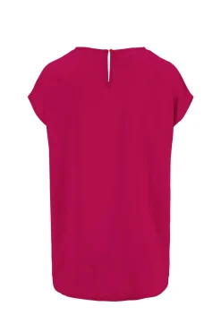 ZUSSS Tops*satijnen twill top met boothals roze rood rozerood
