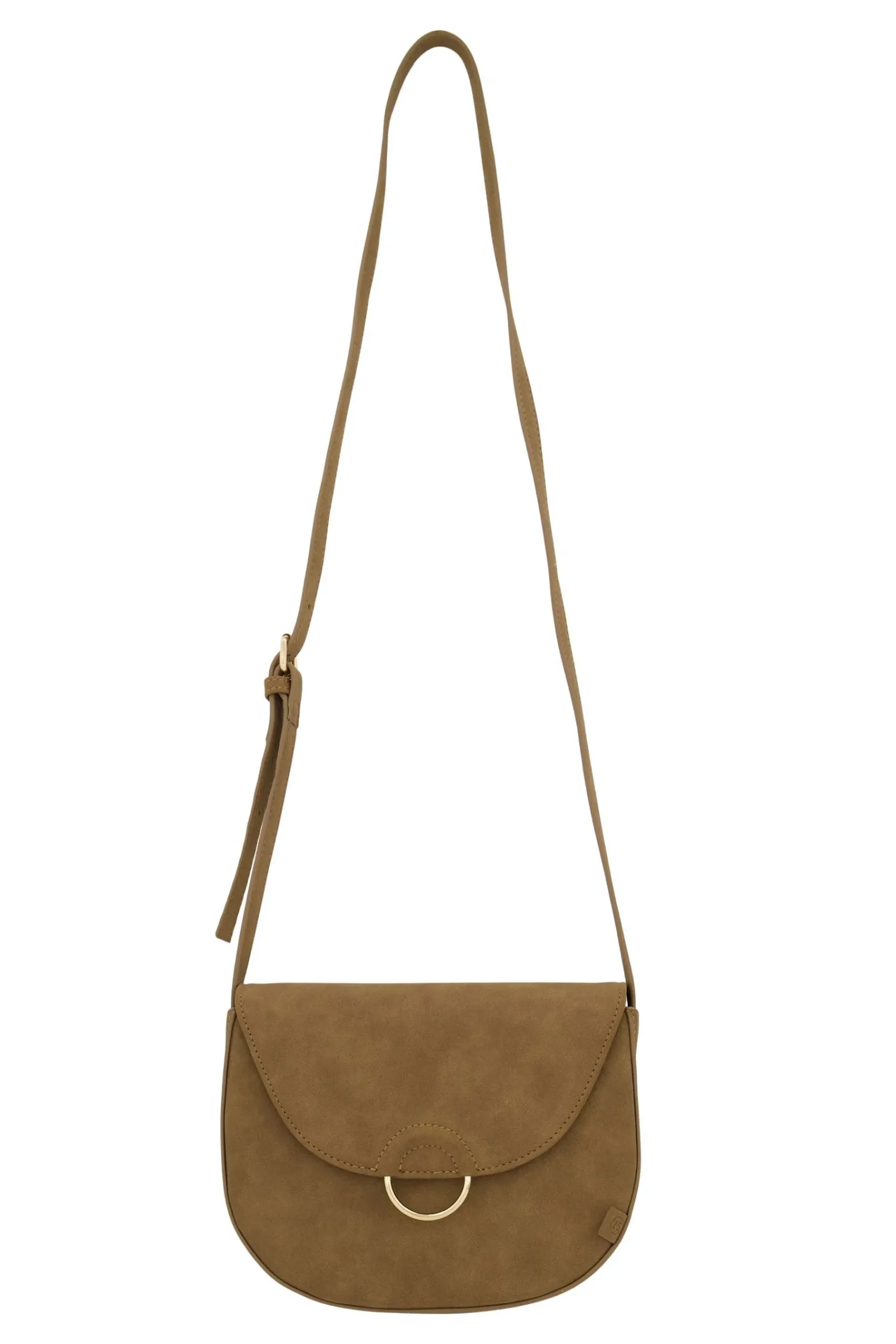 ZUSSS Schoudertassen & Handtassen*schoudertas met gouden ring taupe