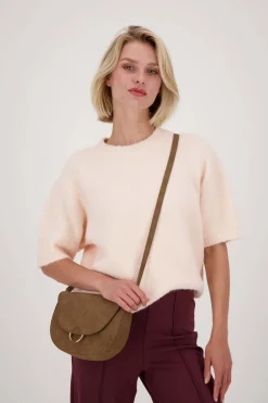 ZUSSS Schoudertassen & Handtassen*schoudertas met gouden ring taupe