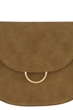 ZUSSS Schoudertassen & Handtassen*schoudertas met gouden ring taupe