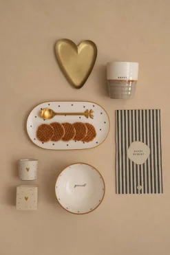 ZUSSS Servetten|Keukentextiel*servetten happy moment 11x20cm zand/antraciet