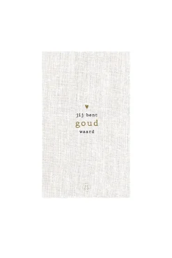 ZUSSS Servetten*servetten rechthoek 11x20cm jij bent goud waard linnen peper&zout