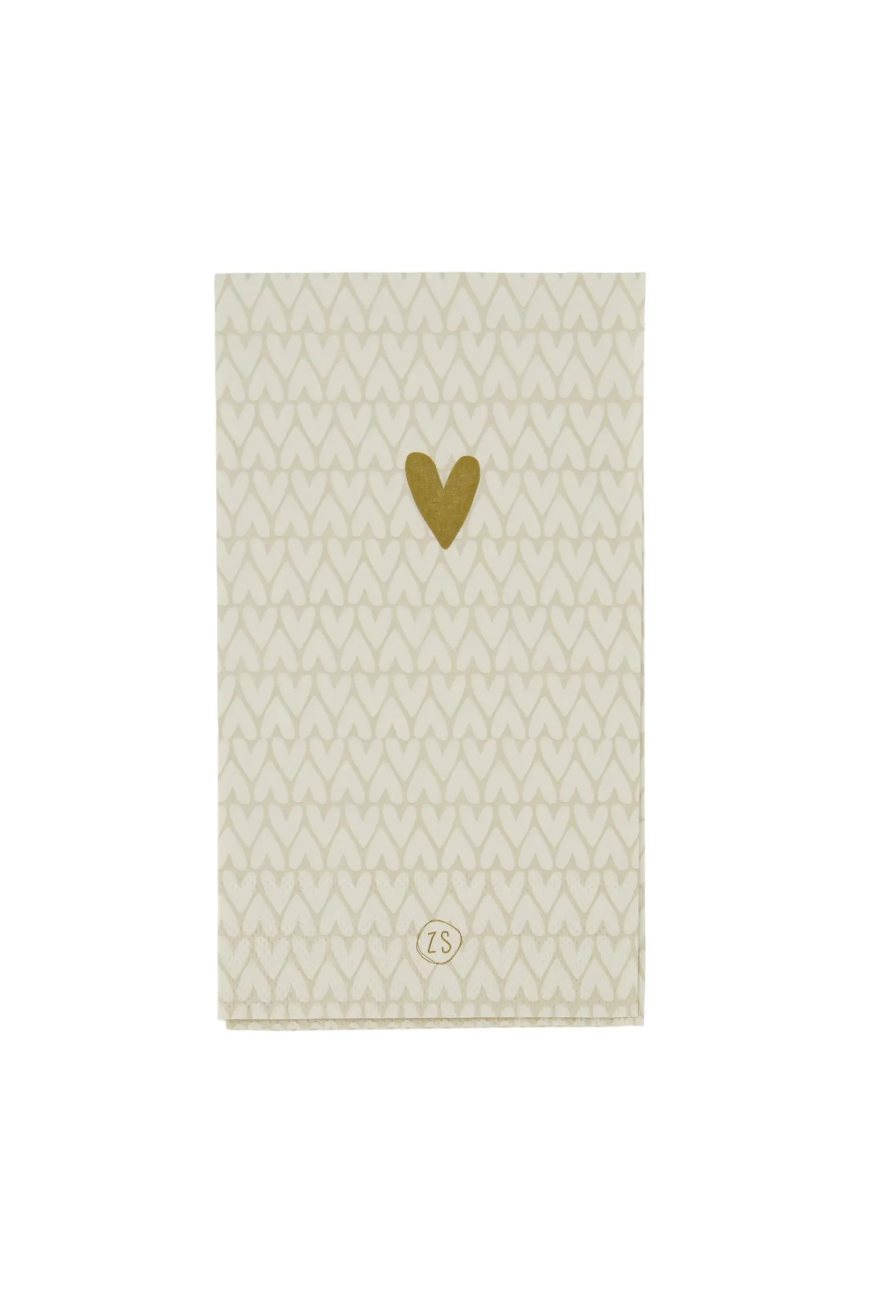 ZUSSS Servetten*servetten rechthoek 11x20cm hartjes zand