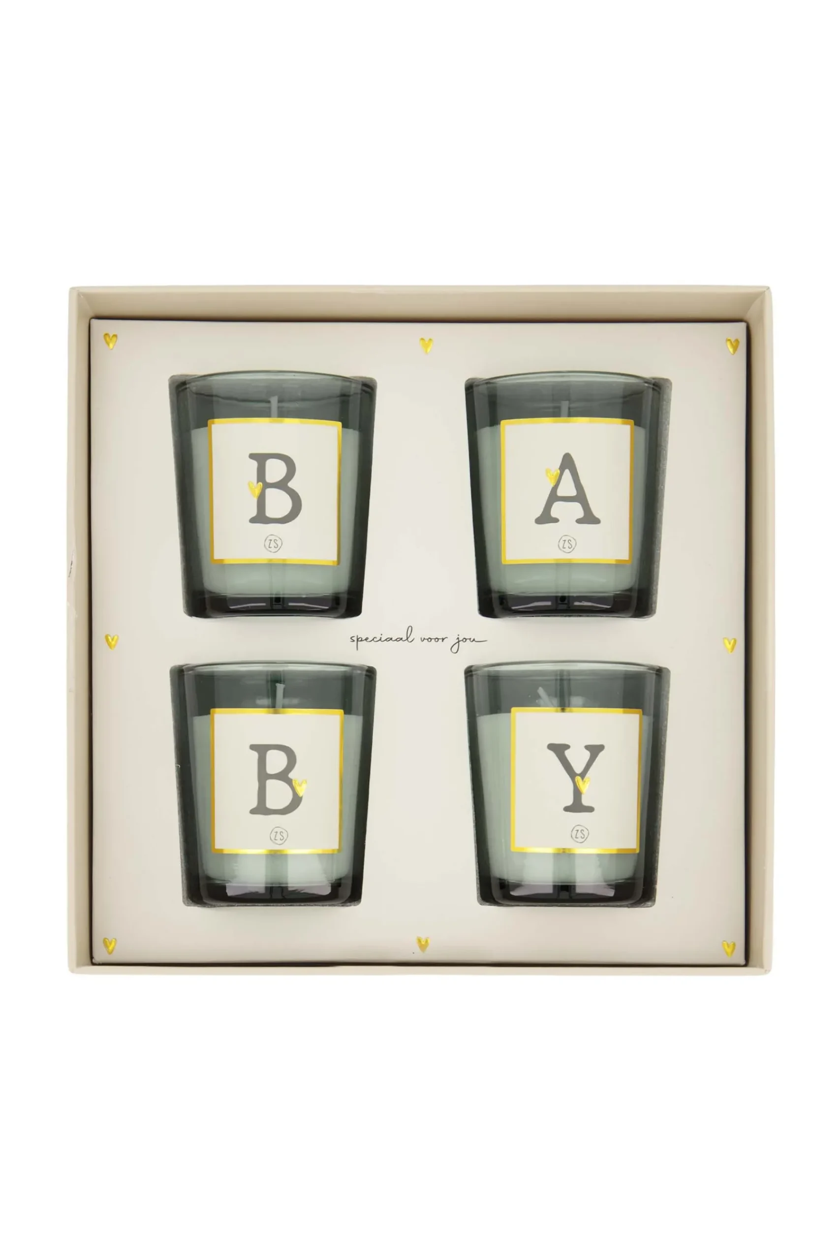 ZUSSS Kaarsen*set van 4 glaskaarsjes baby wit