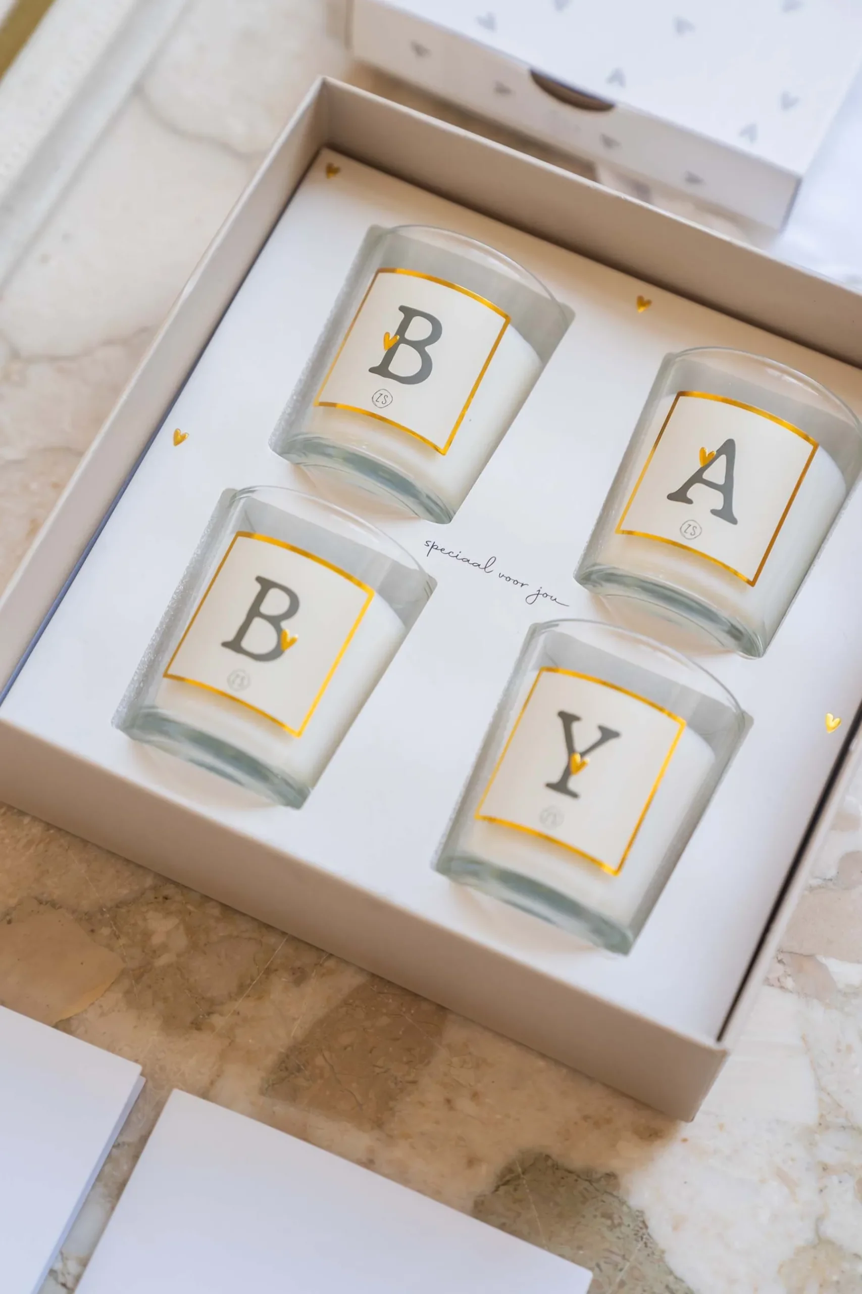 ZUSSS Kaarsen*set van 4 glaskaarsjes baby wit