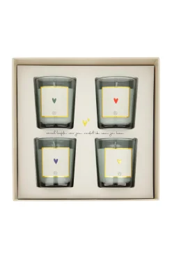 ZUSSS Kaarsen*set van 4 glaskaarsjes hartje wit
