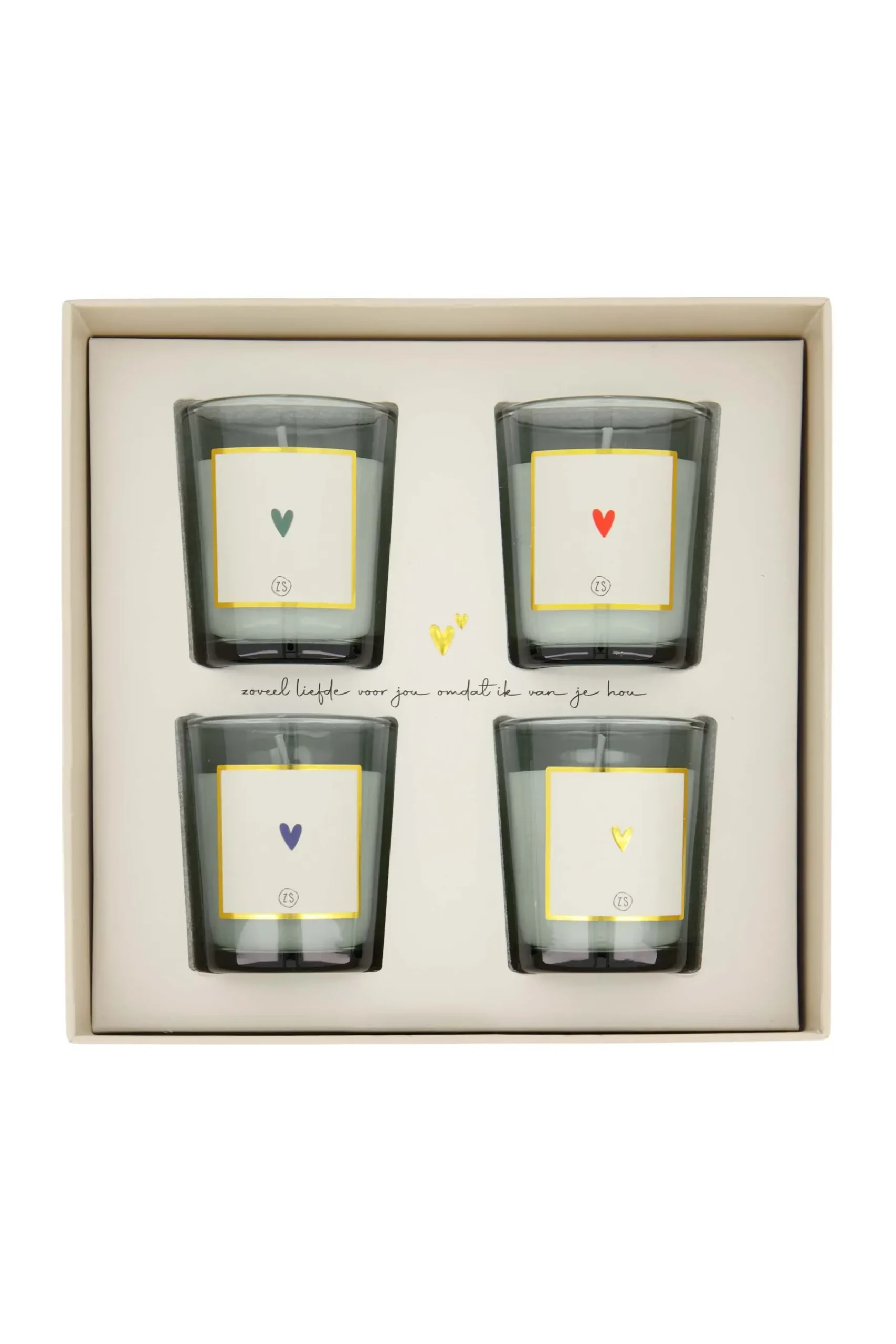 ZUSSS Kaarsen*set van 4 glaskaarsjes hartje wit