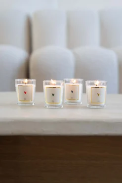 ZUSSS Kaarsen*set van 4 glaskaarsjes hartje wit