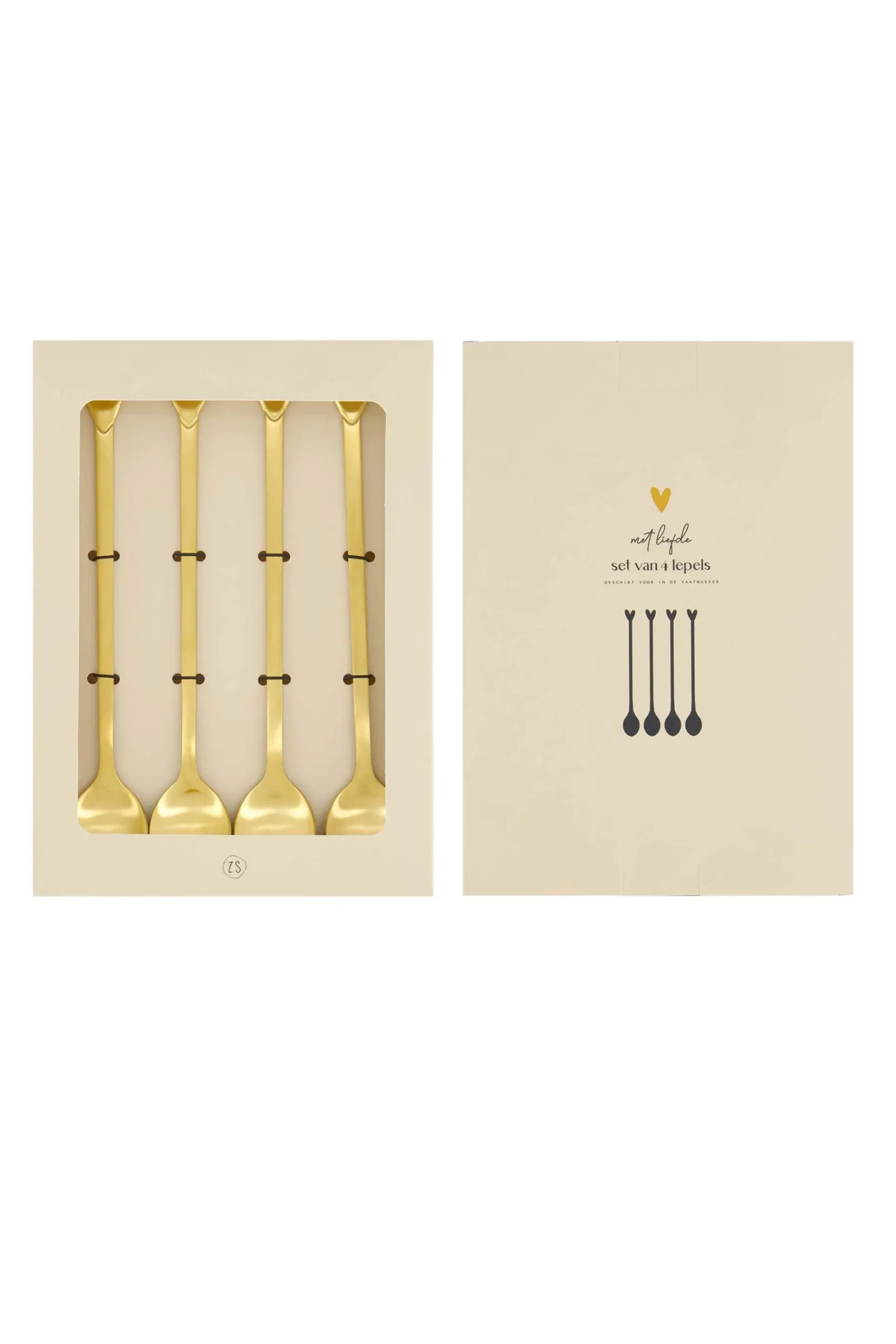 ZUSSS Bestek*set van 4 lepels hartje goud