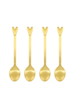 ZUSSS Bestek*set van 4 lepeltjes hartje goud