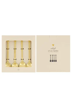 ZUSSS Bestek*set van 4 lepeltjes hartje goud