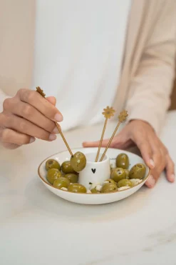 ZUSSS Bestek*set van 6 prikkers klaver goud