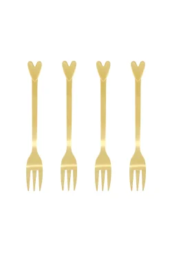 ZUSSS Bestek*set van 4 vorkjes hartje goud