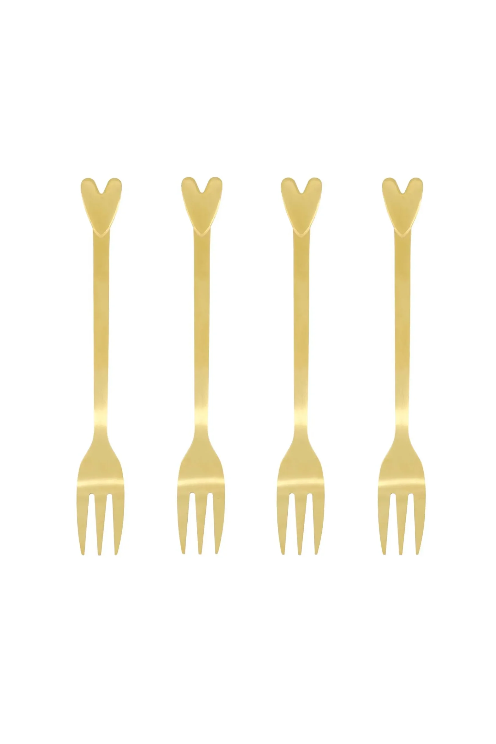 ZUSSS Bestek*set van 4 vorkjes hartje goud