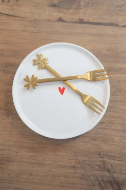 ZUSSS Bestek*set van 4 vorkjes klavertje goud