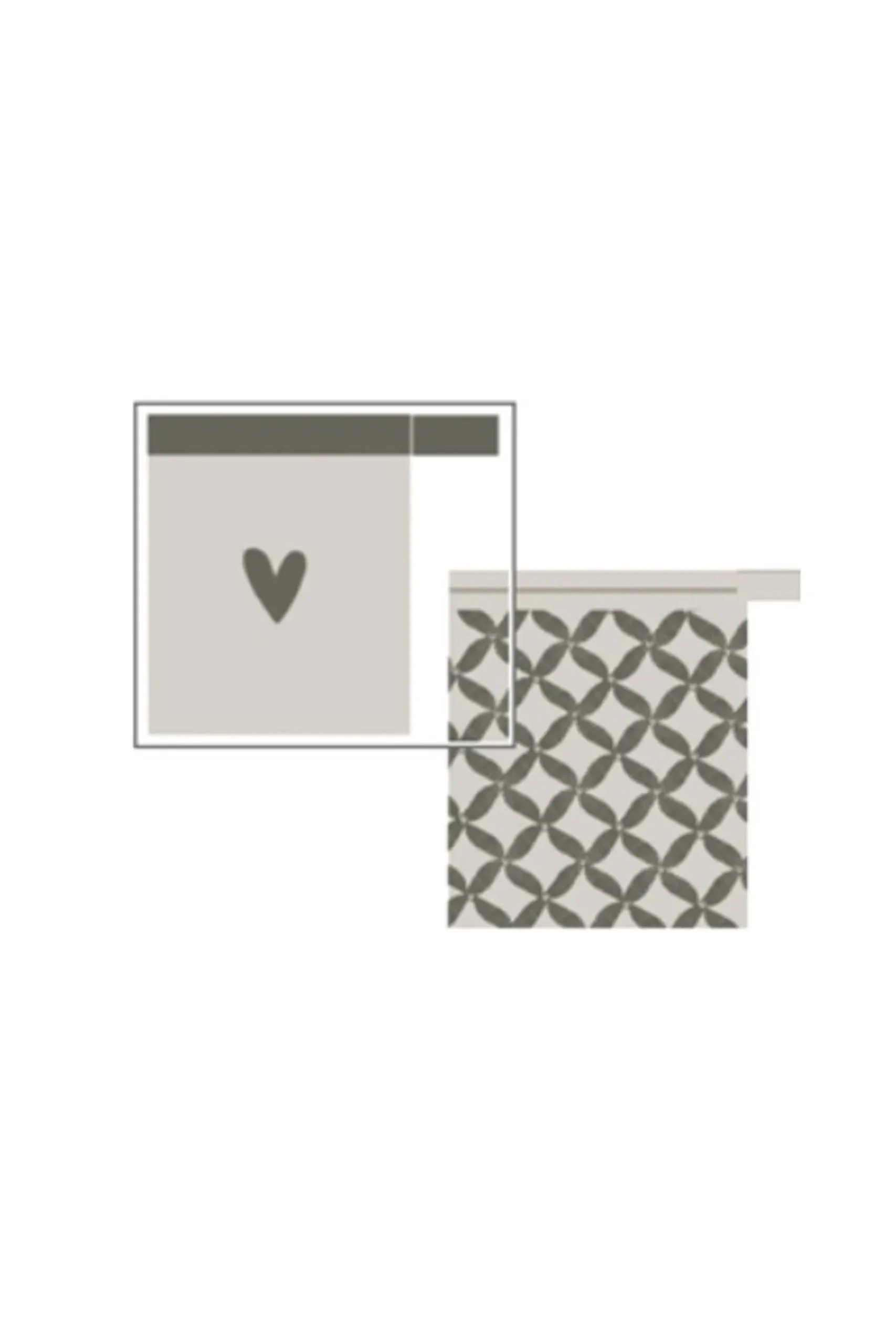 ZUSSS Bad*set van 2 washandjes hartje/patroon antracietgrijs/zand zand/antraciet