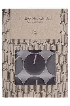 ZUSSS Kaarsen*set van 12 waxinelichtjes zwart