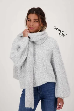 ZUSSS Sjaals & Accessoires*sjaal met kabel lichtgrijs