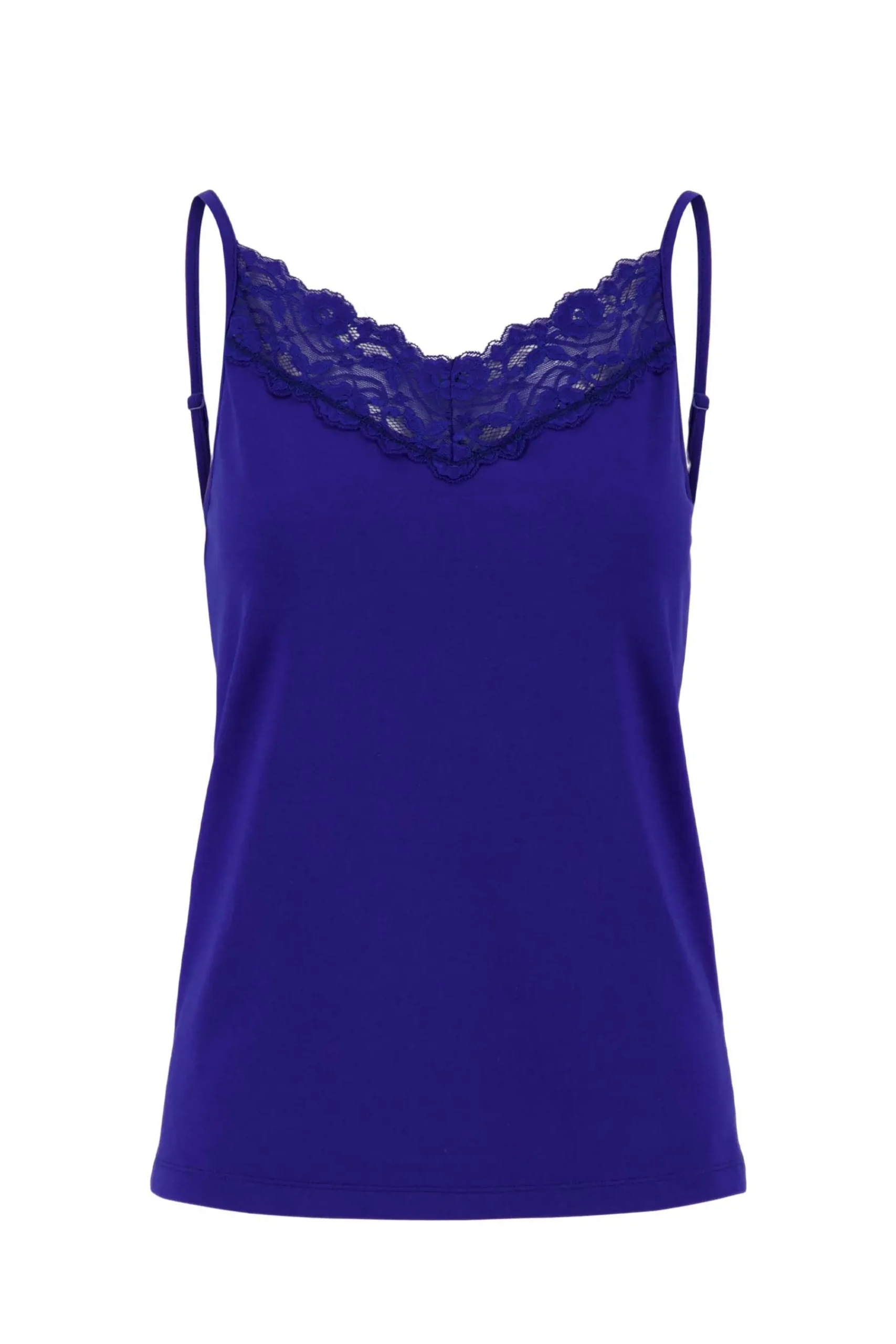 ZUSSS Tops*spaghetti top met kant kobaltblauw