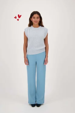 ZUSSS Truien*spencer met plooidetail zachtblauw