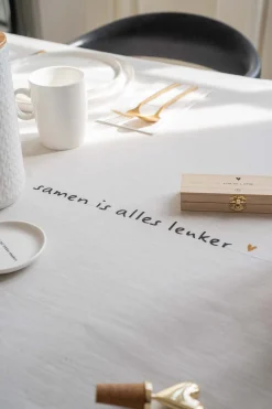 ZUSSS Keukentextiel*tafelkleed tijd voor gezelligheid 250x150cm peper en zout peper&zout