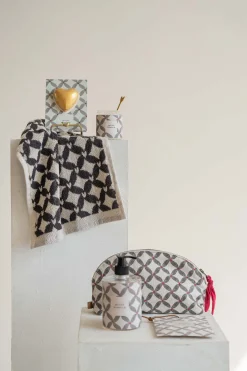 ZUSSS Toilettassen*toilettas print antracietgrijs/roze rood antracietgrijs/rozerood