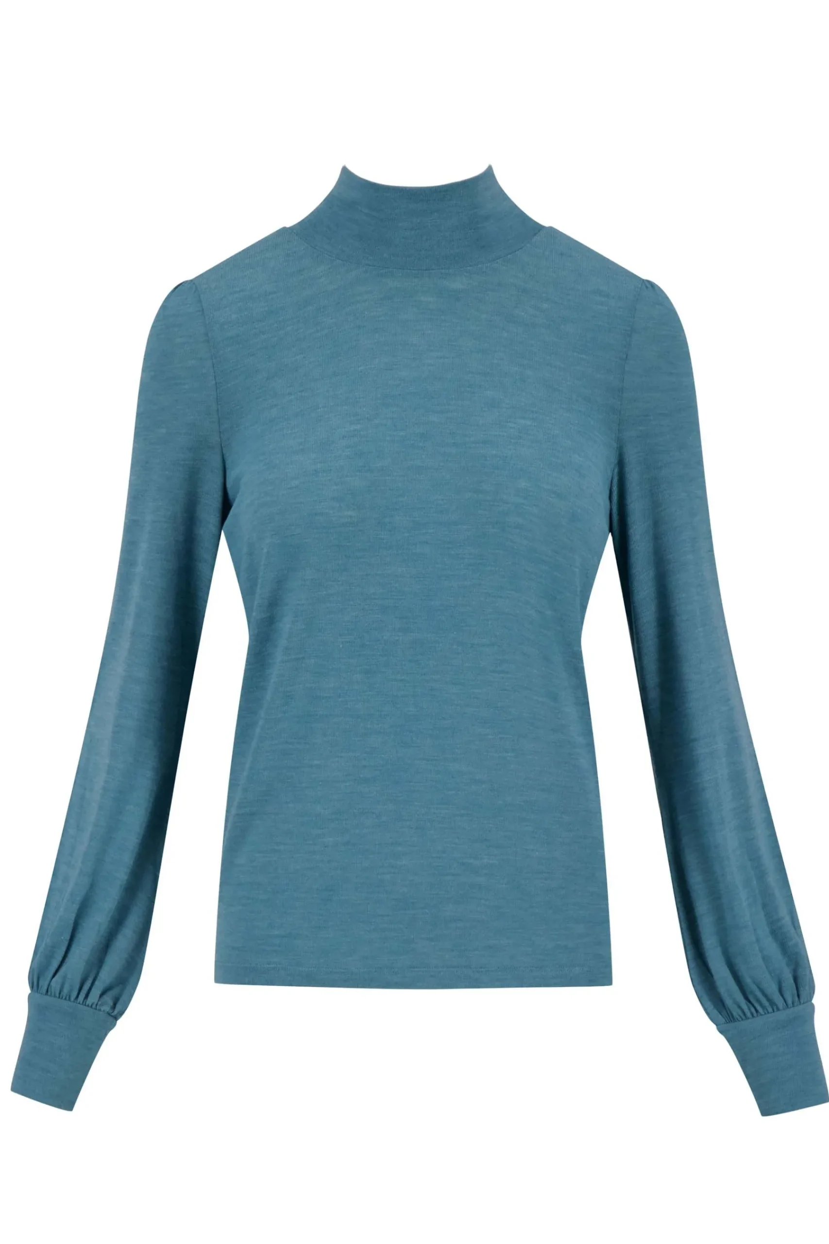 ZUSSS Tops*top met lange mouwen en col grijsblauw