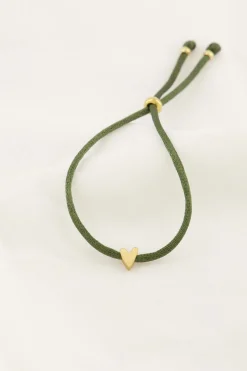 ZUSSS Armbandjes*touwarmbandje hartje donkergroen