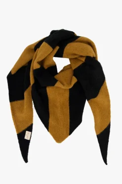 ZUSSS Sjaals & Accessoires*triangle sjaal met streep zwart/camel