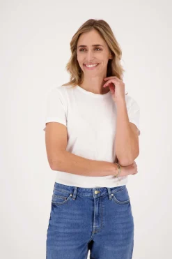 ZUSSS Tops*t-shirt met ronde hals wit