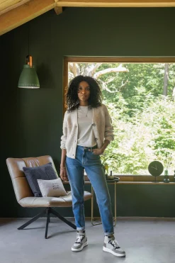 ZUSSS Tops*t-shirt met ronde hals zand