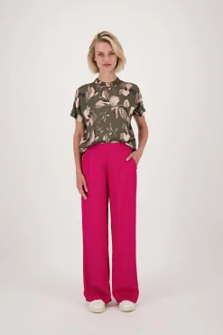 ZUSSS Tops*turtle top met iris bloemen print donkergroen