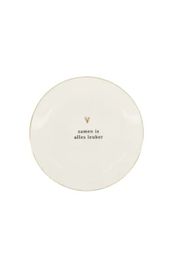 ZUSSS Overige Woonaccessoires*wandbordje goud hartje samen is alles leuker wit