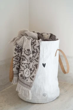 ZUSSS Bad*wasmand klavertje S zand/antraciet