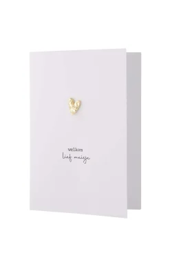 ZUSSS Baby*wenskaart met broche welkom lief meisje wit