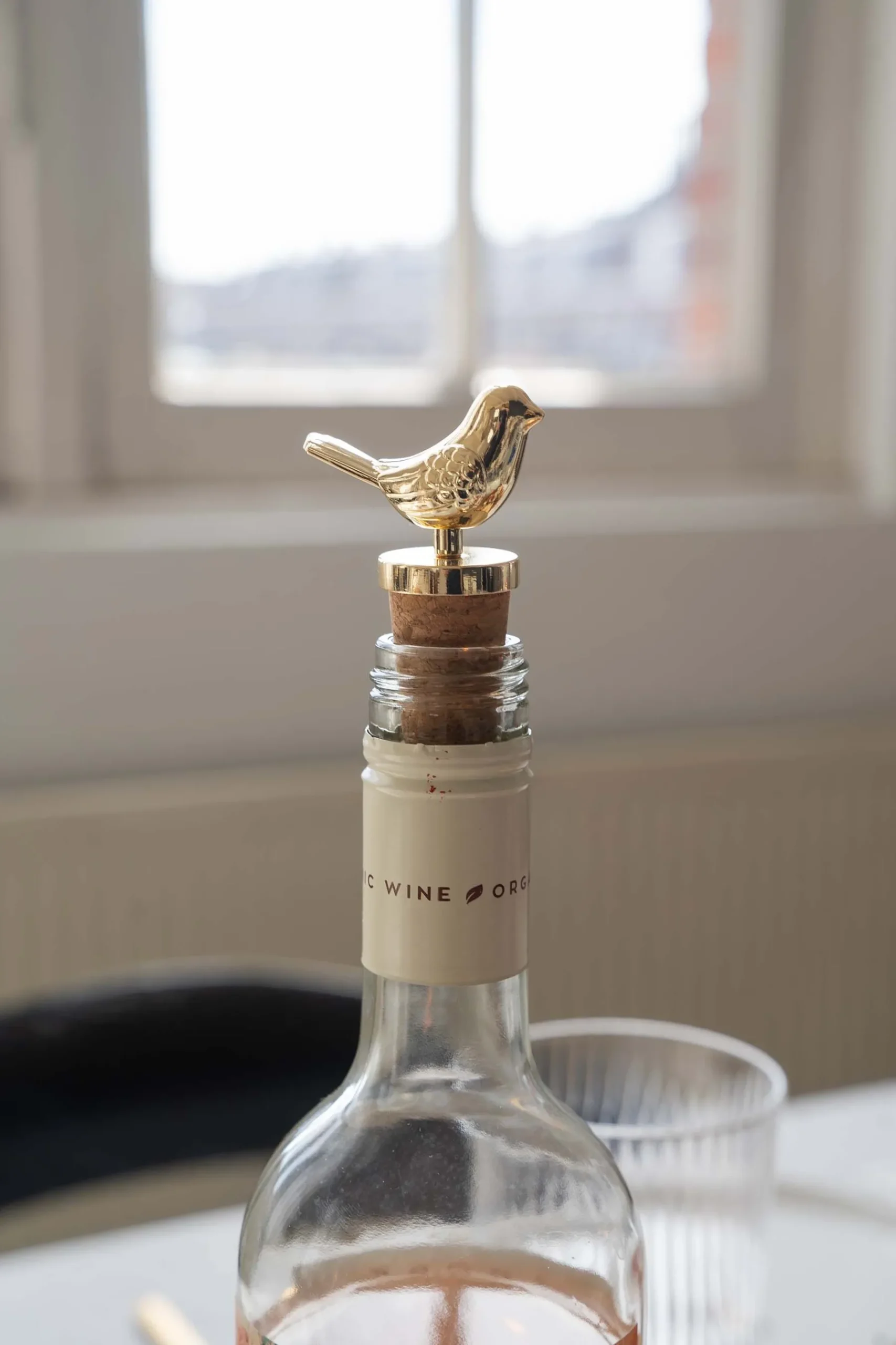 ZUSSS Keukenaccessoires*wijnstopper vogel goud